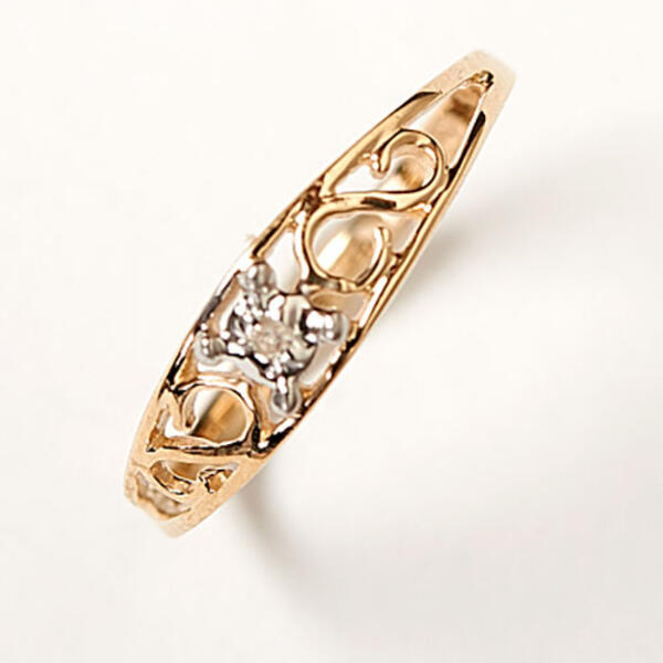 14kt. Yellow Gold & Diamond Filigree Ring - image 