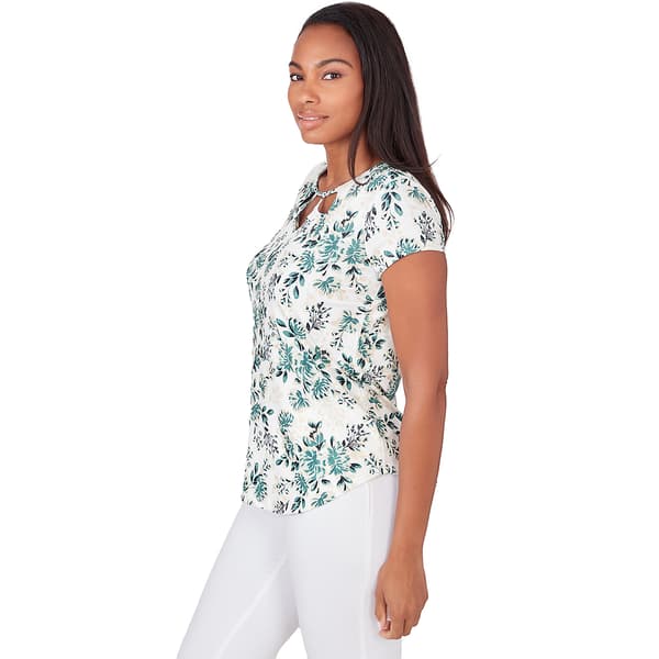 Womens Emaline Patras Cap Sleeve Floral Blouse