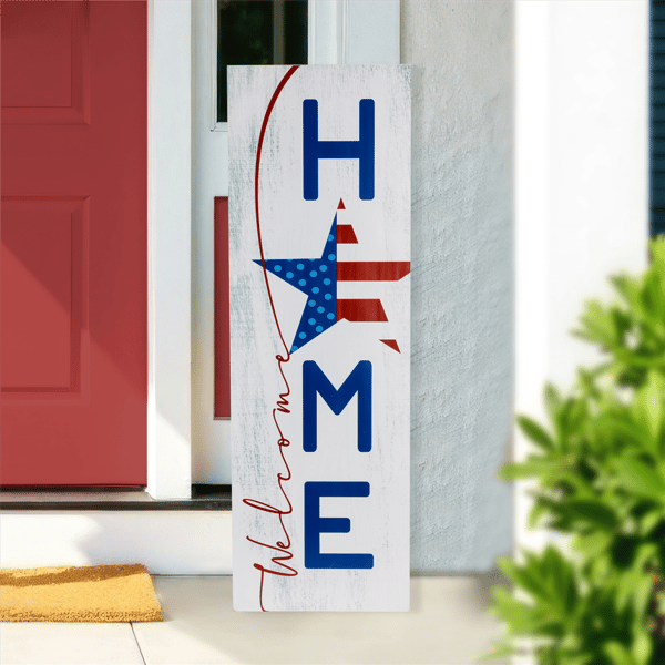 Northlight Americana "Welcome Home" Wooden Porch Board Sign - image 