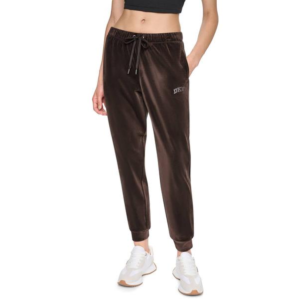 Womens DKNY Sport Platinum Velour Mid-Rise Jogger With Varisty R - image 
