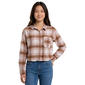 Juniors No Comment Cropped Plaid Flannel Shirt- Pink - image 1