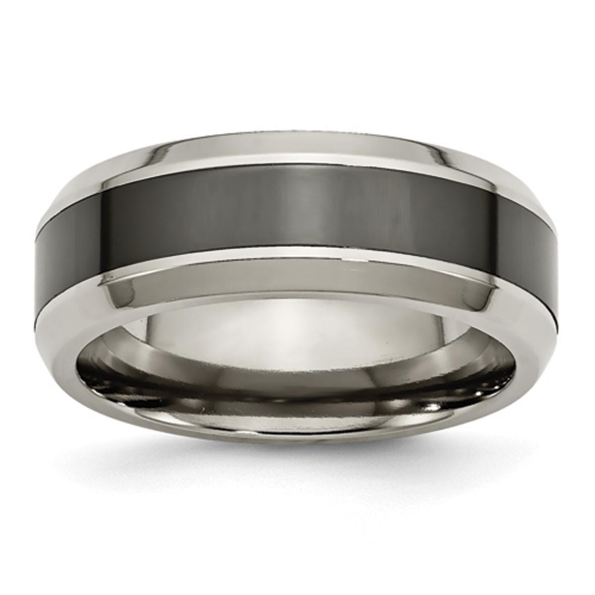 Mens Endless Affection™ Titanium 7.5mm Black Ceramic...