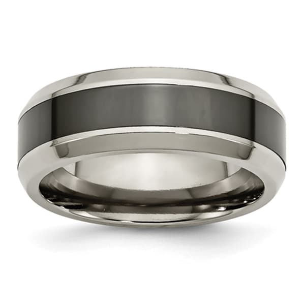 Mens Endless Affection&#40;tm&#41; Titanium 7.5mm Black Ceramic Center Band - image 