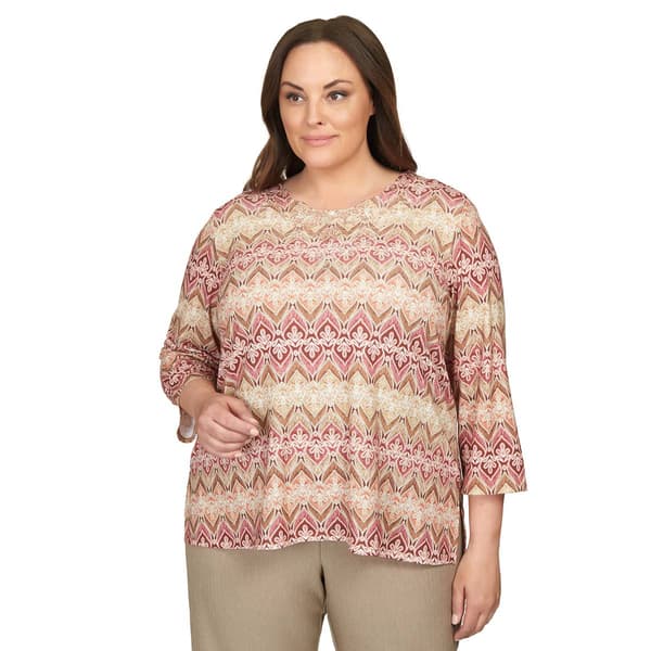 Plus Size Alfred Dunner Mulberry Street Lace Biadere Blouse - image 