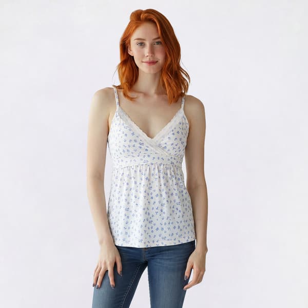 Juniors Madden Girl Ditsy Lace Trim Longer Babydoll Camisole - image 