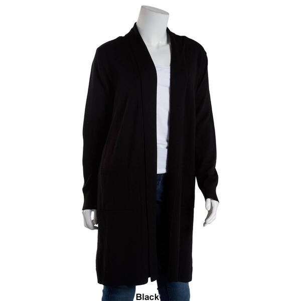 Womens 89th & Madison Long Solid 2 Pocket Duster