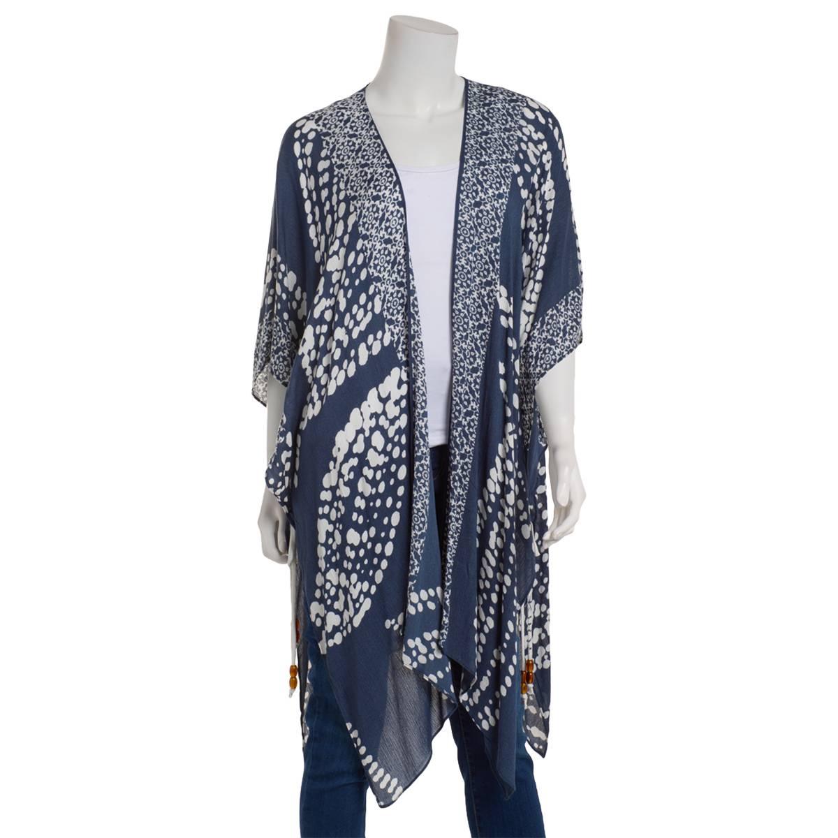 Womens Vince Camuto Abstract Leaf Crinkle Kimono