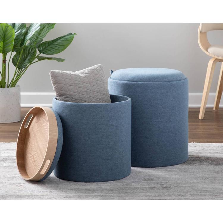 LumiSource Tray Contemporary Nesting Ottoman Set