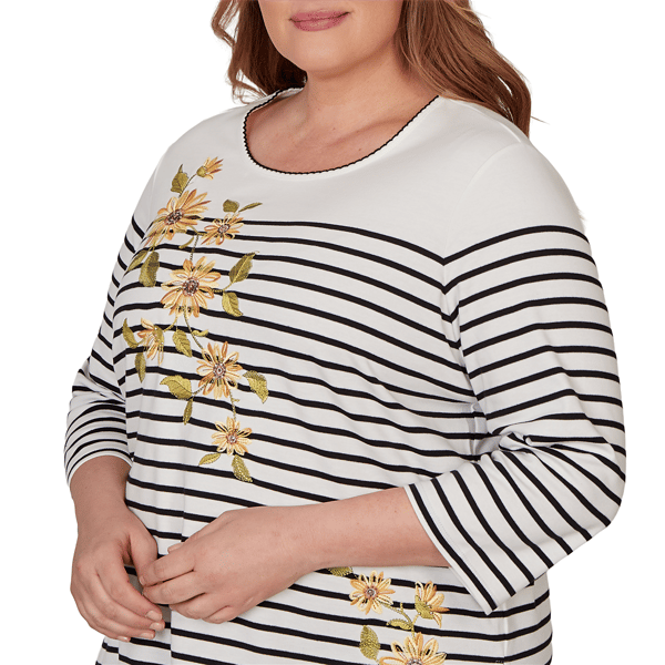 Plus Size Alfred Dunner Classics Sunflower Stripe Blouse