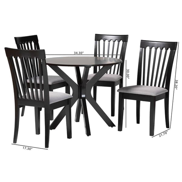Baxton Studio Lore Modern Dark Brown Wood 5pc. Dining Set