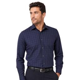 Mens Christian Aujard Regular Fit Plaid Dress Shirt - Navy