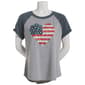 Womens Tru Self Red White & Blue Floral Heart Graphic Tee - image 1