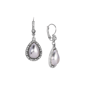 1928 Silver Grey Moonstone & Crystal Drop Earrings - image 1