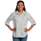 Plus Size Notations Roll Tab Sleeve Cheetah Stripe Button Down - image 1