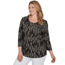 Plus Size Emaline Key Items 3/4 Sleeve Abstract Dot Tee