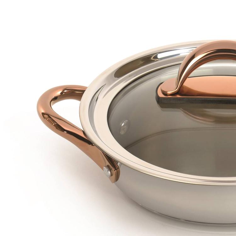 BergHOFF Ouro Stainless Steel 10in. Deep Skillet w/ Glass Lid