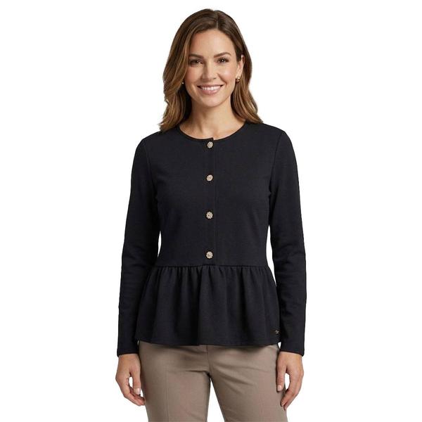 Womens NY & Co. Long Sleeve Ponte Peplum Sweater - image 