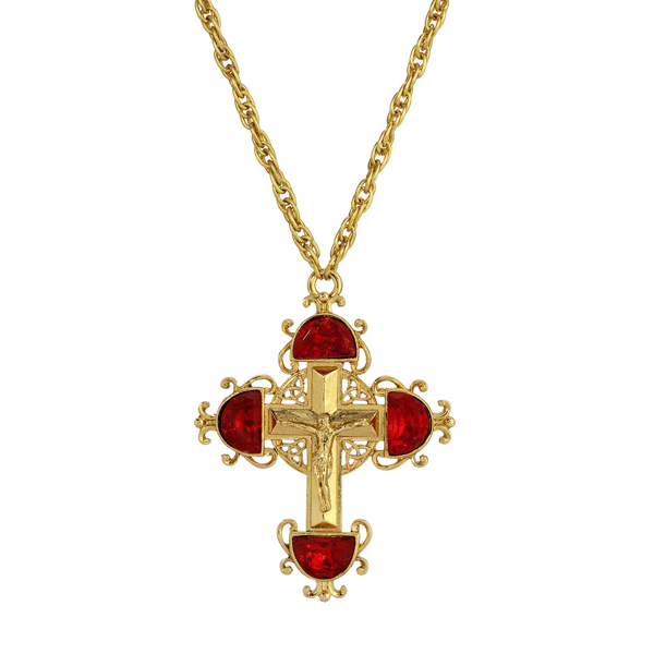 Symbols of Faith Gold Cross Color Crystal Necklace - image 