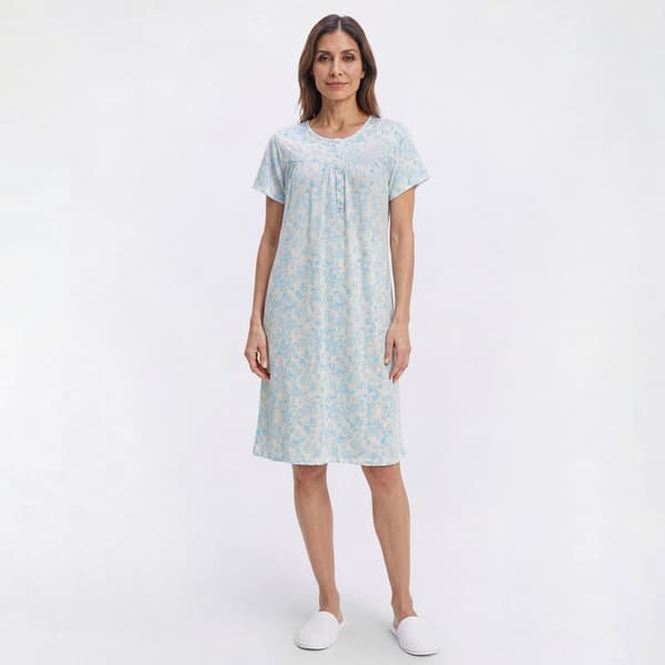 Womens Elizabeth & Nicole Blue Floral Lace Nightshirt - image 