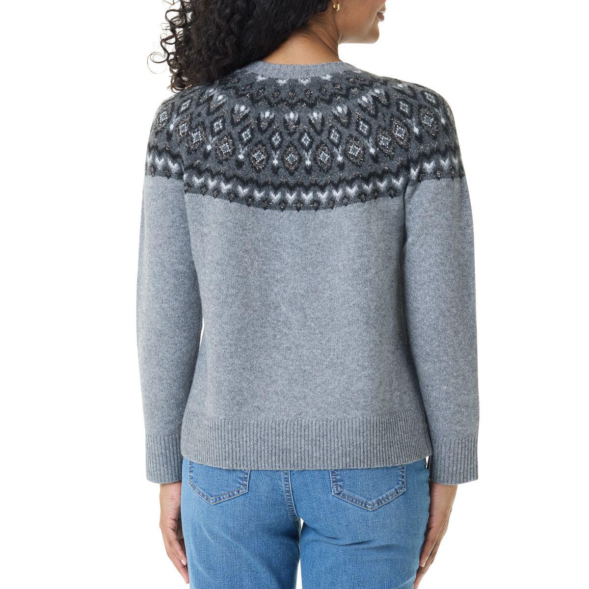 Womens Gloria Vanderbilt Juna Long Sleeve Fair Isle Sweater