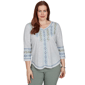 Womens Alfred Dunner Provence 3/4 Sleeve Embroidered Blouse - image 1