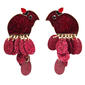 Gold-Tone Red Cardinal Glitter Disc Earrings - image 1