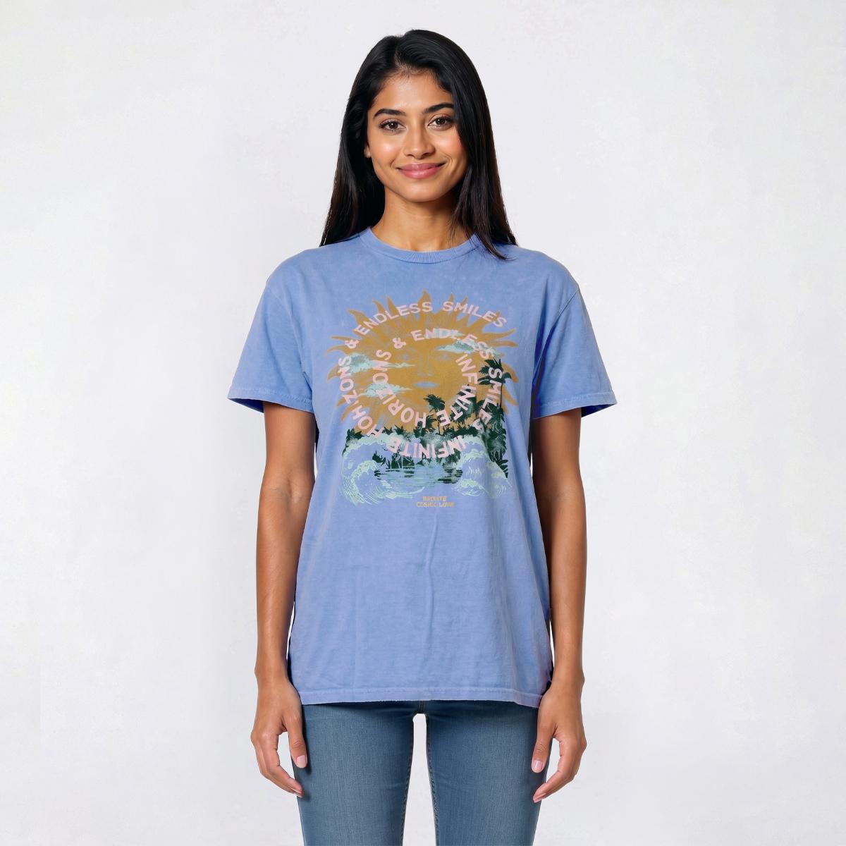 Juniors Endless Smiles Distressed Mineral Wash Boyfriend Tee