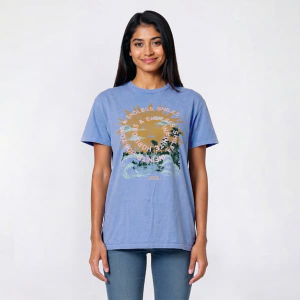 Juniors Endless Smiles Distressed Mineral Wash Boyfriend Tee - image 