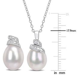 Gemstone Classics™ 0.04kt. Diamond & Pearl Earrings & Pendant Set