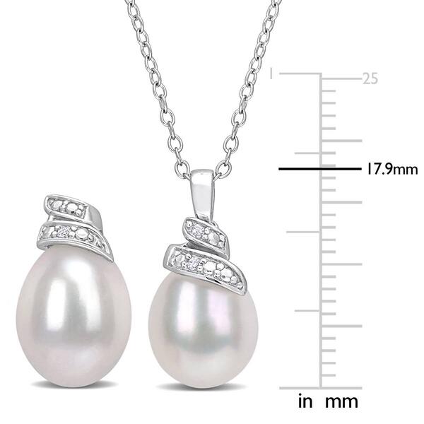 Gemstone Classics&#8482; 0.04kt. Diamond & Pearl Earrings & Pendant Set