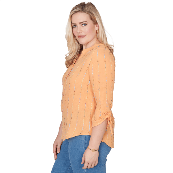 Petite Alfred Dunner Beachcomber Sequin Stripe Blouse