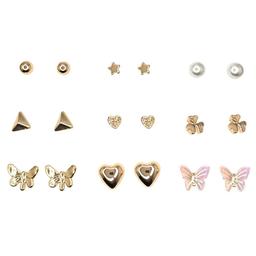 Ashley 9pr. Gold-Tone Butterfly & Heart Earring Set