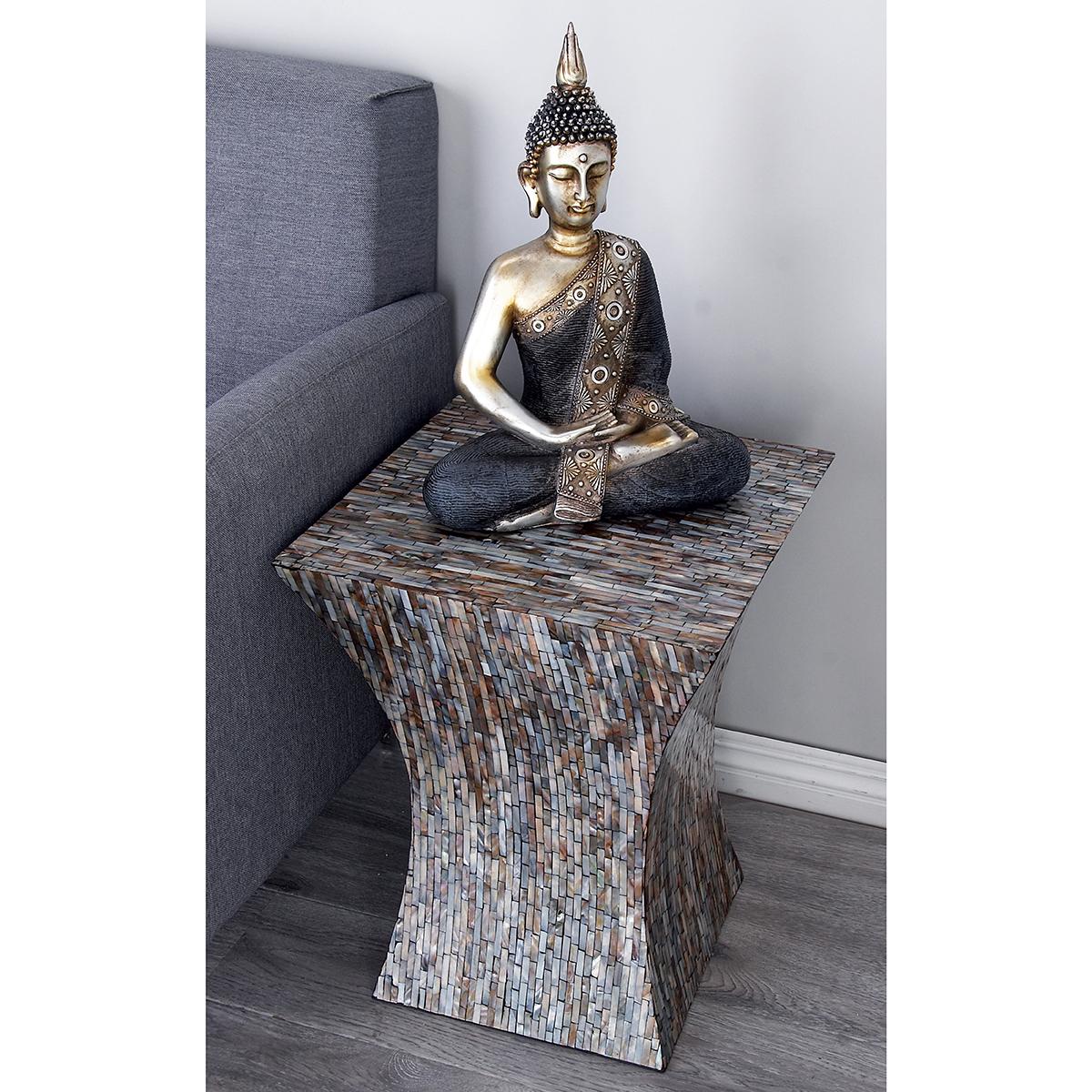 9th & Pike® Multi Geometric Mussel Shells And Wood Accent Table