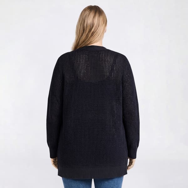 Plus Size Architect® Long Sleeve V Neck Crochet Cardigan