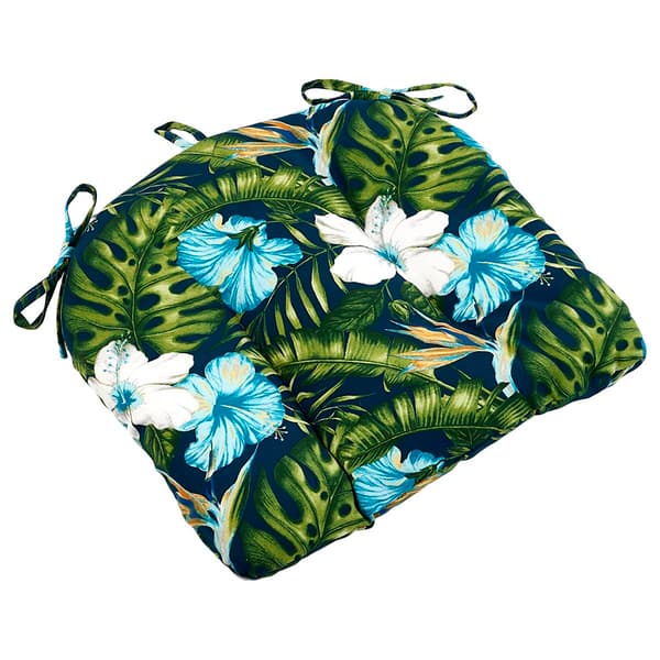 Jordan Manufacturing Floral Universal Seat Cushion - Navy/Aqua - image 