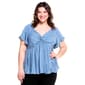 Juniors Plus Angie Solid Twist Front Eyelet Babydoll Blouse - image 1