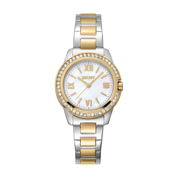 Womens DKNY Crystal Bezel Two-Tone Bracelet Watch - DK1L105M0085 - image 