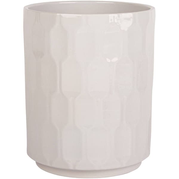 Home Essentials 7.5in. White Embellished Chain Utensil Crock - image 