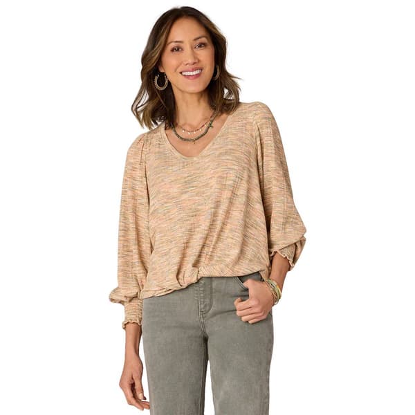 Petites Democracy Long Smocked Blouson Hem Top