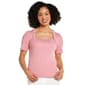 Petite Rio & Rian Short Sleeve Solid Ribbed Square Neck Sweater - image 1