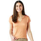 Juniors Poof! Short Sleeve Solid Split Neck Top - image 1
