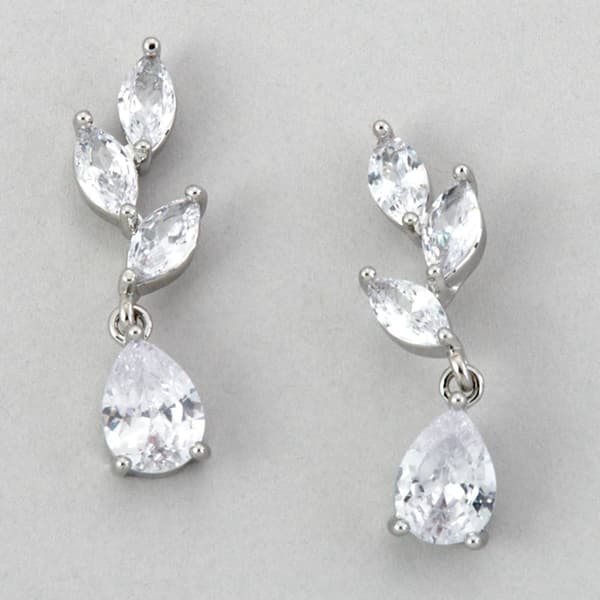 Rosa Rhinestones Floral Teardrop Earrings - image 