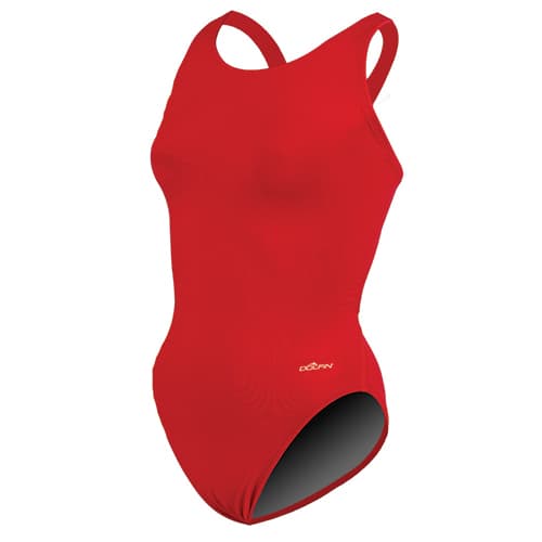 Womens Dolfin® Team Solid HP Back One Piece Swimsuit - Red