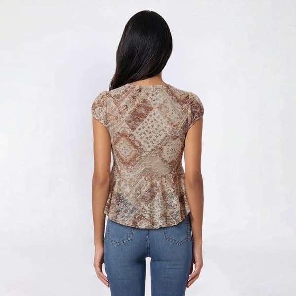 Juniors Madden Girl Floral Lace Cap Sleeve Babydoll Top