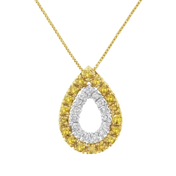 Radiant Rainbow&#40;tm&#41; Yellow Gold 1/2ctw. Diamond Pear Pendant