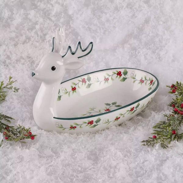 Pfaltzgraff(R) Winterberry 8.5in. Reindeer Candy Dish - image 