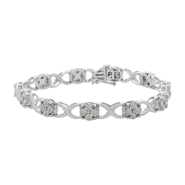 Diamond Classics(tm) 1ctw. Rose Cut Diamond Love Locks Link Bracelet