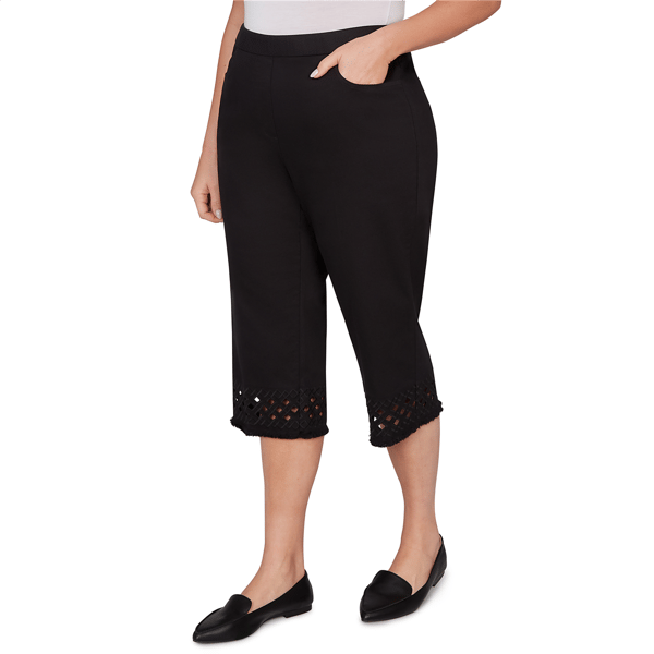 Plus Size Alfred Dunner Detail Driven Geometric Cut Out Capris