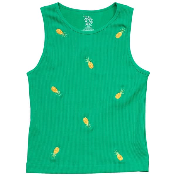 Girls (7-16) Jolie & Joy Pineapple Embroidered Seamless Tank Top - image 