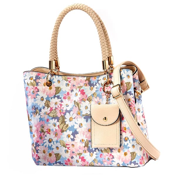 DS Fashion NY Braided Handle Satchel - Daisy Floral - image 